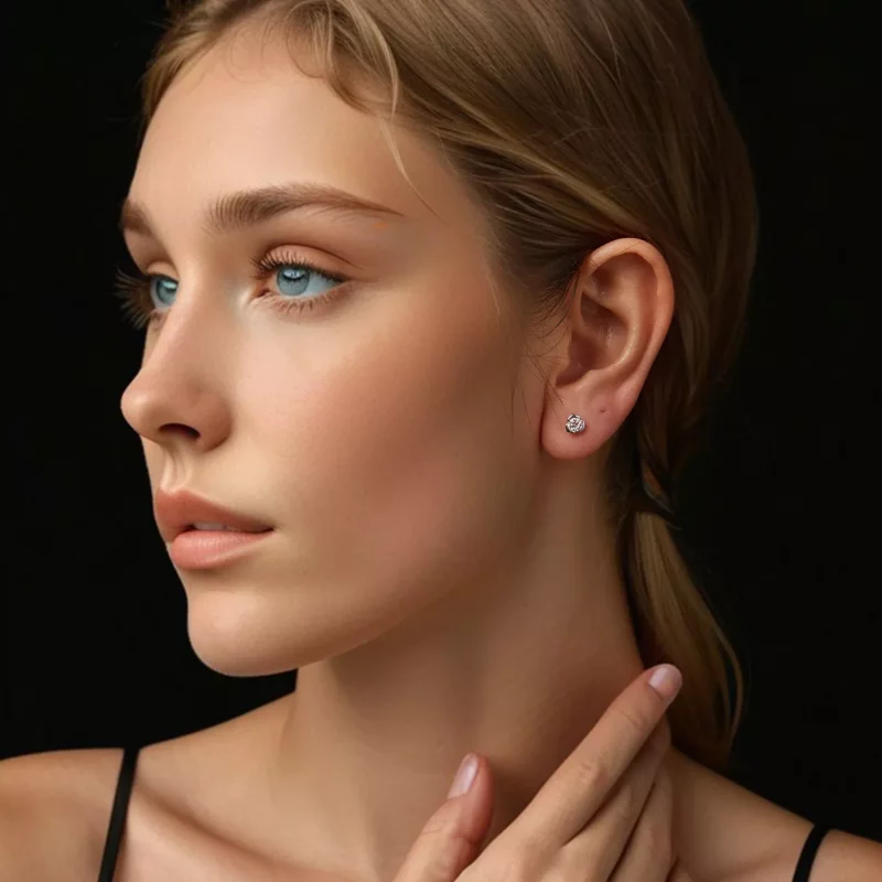 (afbeelding voor) PANDORA Style Moissanite Rose Oorbellen (met één certificaat) - MSE071 - Bekijken 7