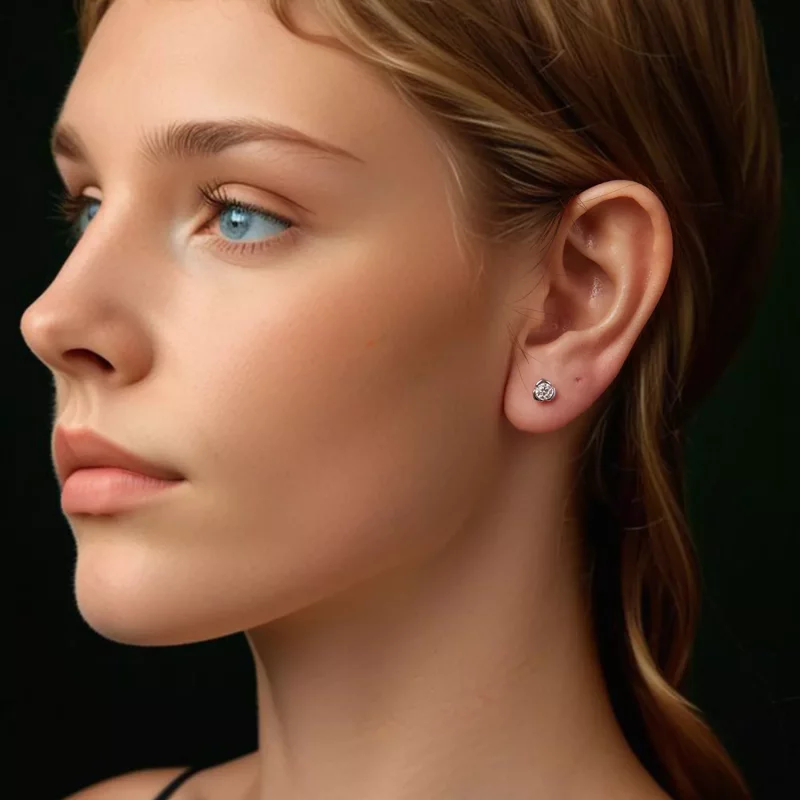 (afbeelding voor) PANDORA Style Moissanite Rose Oorbellen (met één certificaat) - MSE071 - Bekijken 8