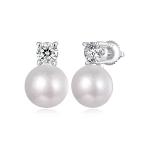(afbeelding voor) PANDORA Style Natuurlijke parel 0,5ct moissanite oorbellen - MSE042-L