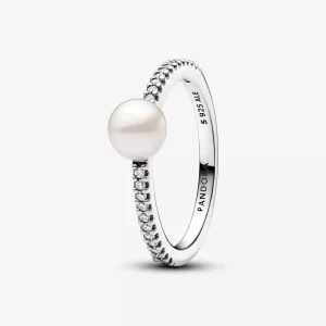 Pandora Behandelde Gecultiveerde Zoetwaterparel en Pavé Ring - 193158C01 (afbeelding voor) Pandora Behandelde Gecultiveerde Zoetwaterparel en Pavé Ring - 193158C01