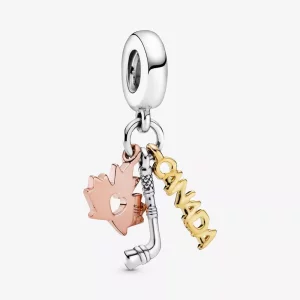 Pandora Canada, Esdoornblad & Hockeystick Hangende Bedel - 798996C00 (afbeelding voor) Pandora Canada, Esdoornblad & Hockeystick Hangende Bedel - 798996C00