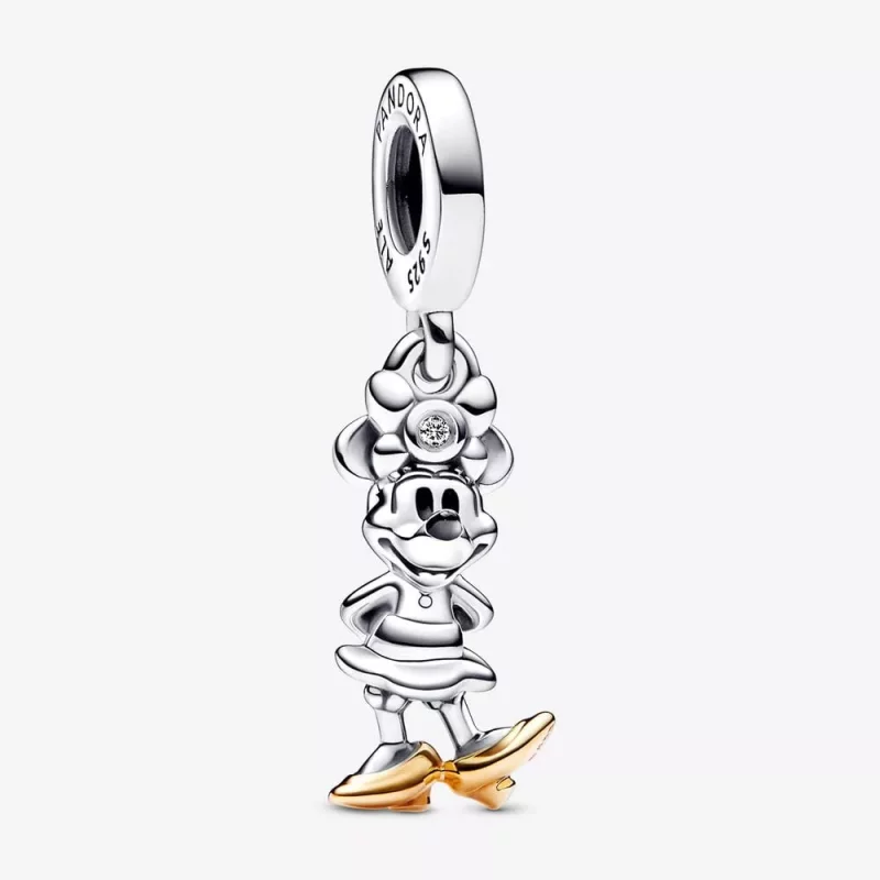 (afbeelding voor) Pandora Disney 100e Verjaardag Minnie Mouse Hangende Lab-created Diamond Bedel - 792559C01