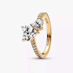 Pandora Dubbel hart sprankelende ring - 161198C01 (afbeelding voor) Pandora Dubbel hart sprankelende ring - 161198C01