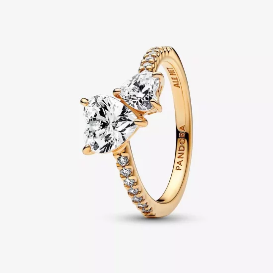 (afbeelding voor) Pandora Dubbel hart sprankelende ring - 161198C01