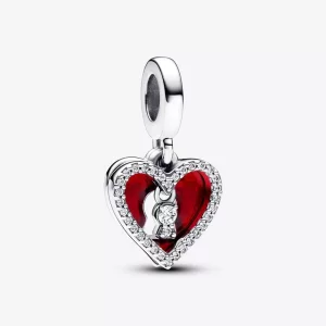 Pandora Dubbele hangende bedel rood hart & sleutelgat - 793119C01 (afbeelding voor) Pandora Dubbele hangende bedel rood hart & sleutelgat - 793119C01