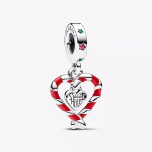 Pandora Dubbele Zuurstok Hart Kerst Hangende Bedel - 792822C01 (afbeelding voor) Pandora Dubbele Zuurstok Hart Kerst Hangende Bedel - 792822C01