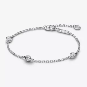 (afbeelding voor) Pandora Era Bezel Lab-grown Diamond Station Chain Armband 0,30 karaat tw Sterling Zilver - 593109C01