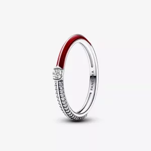 Pandora ME pavé en rood emaille ring - 192528C01 (afbeelding voor) Pandora ME pavé en rood emaille ring - 192528C01