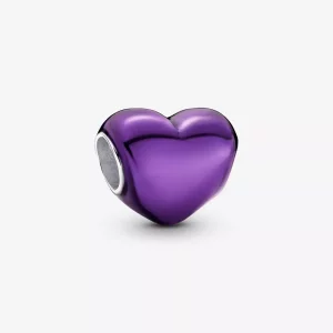Pandora Metallic Purple Heart Charm - 793337C01 (afbeelding voor) Pandora Metallic Purple Heart Charm - 793337C01