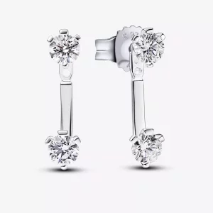 (afbeelding voor) Pandora Nova Lab-grown Diamond Stud Drop Jacket Oorbellen 1.00 karaat tw Sterling Zilver - 292863C01
