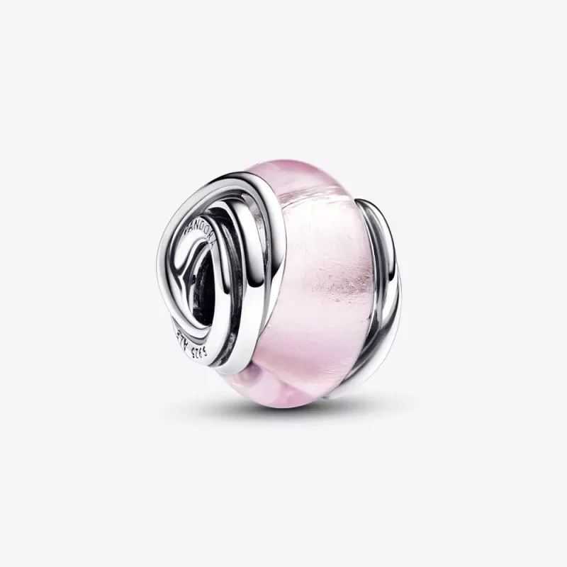 (afbeelding voor) Pandora Omcirkelde roze muranoglazen bedel - 793241C00
