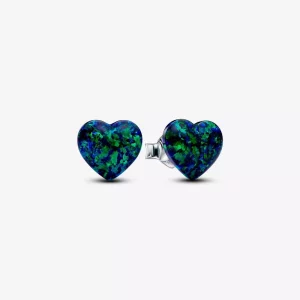 Pandora Opalescent Groene Hart Oorknopjes - 293356C01 (afbeelding voor) Pandora Opalescent Groene Hart Oorknopjes - 293356C01