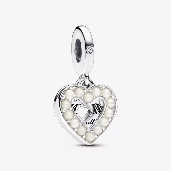 (afbeelding voor) Pandora Parelmoer Wit Hart Dubbele Hangende Bedel - 792649C01