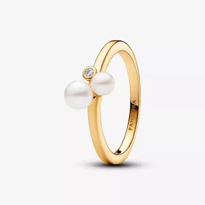 Pandora Ring met Twee Behandelde Gecultiveerde Zoetwaterparels - 163156C01 (afbeelding voor) Pandora Ring met Twee Behandelde Gecultiveerde Zoetwaterparels - 163156C01