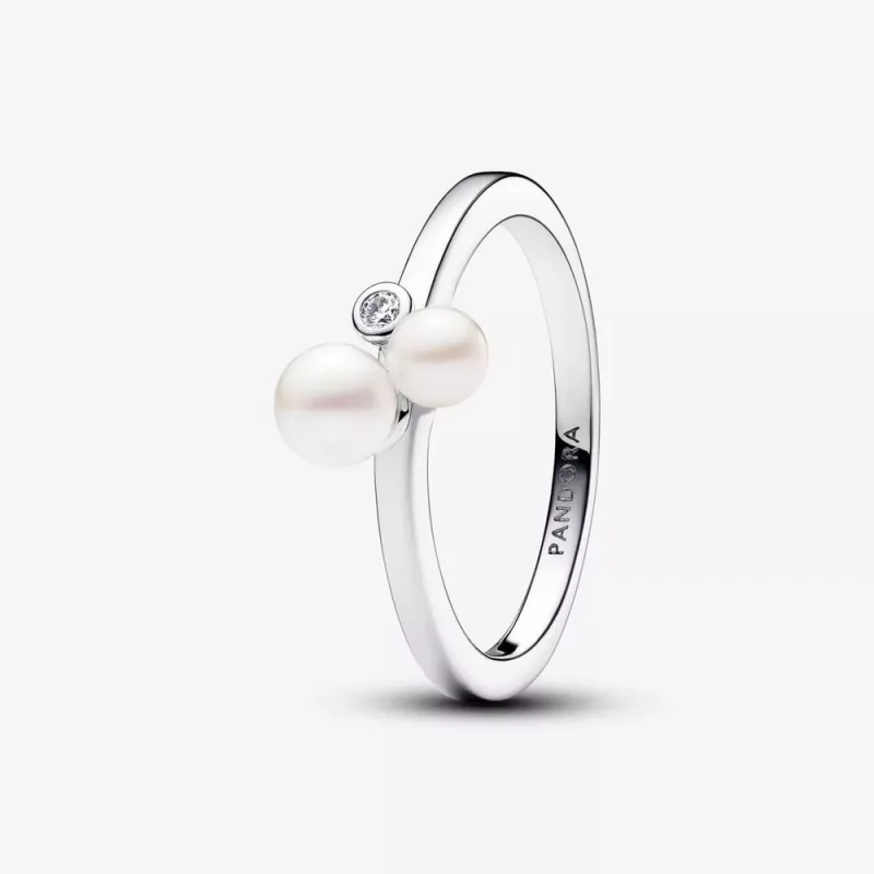 (afbeelding voor) Pandora Ring met Twee Behandelde Gecultiveerde Zoetwaterparels - 193156C01