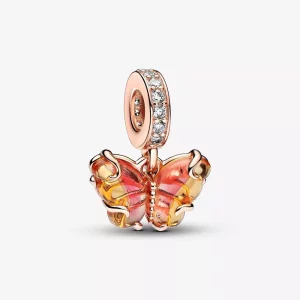 Pandora Roze en Gele Muranoglazen Vlinder Hangende Bedel - 782698C01 (afbeelding voor) Pandora Roze en Gele Muranoglazen Vlinder Hangende Bedel - 782698C01