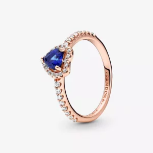 Pandora Sparkling Blue Elevated Heart Ring - 188421C01 (afbeelding voor) Pandora Sparkling Blue Elevated Heart Ring - 188421C01