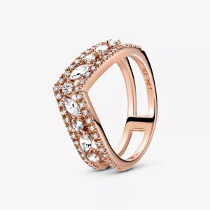 Pandora Sparkling Marquise Double Wishbone Ring - 189095C01 (afbeelding voor) Pandora Sparkling Marquise Double Wishbone Ring - 189095C01