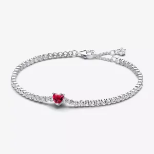 (afbeelding voor) Pandora Sprankelend Rood Hart Tennisarmband - 590041C02