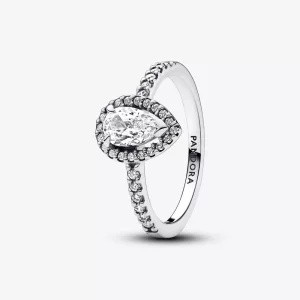 Pandora Sprankelende Peer Halo Ring - 192835C01 (afbeelding voor) Pandora Sprankelende Peer Halo Ring - 192835C01