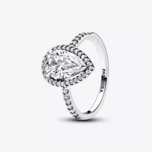 Pandora Sprankelende Peer Halo Ring - 193012C01 (afbeelding voor) Pandora Sprankelende Peer Halo Ring - 193012C01