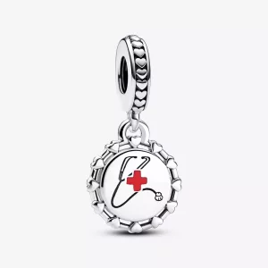 (afbeelding voor) Pandora Stethoscope sterling silver dangle with red enamel - 792275C00_E013