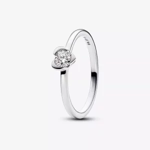 Pandora Talisman Lab-grown Diamond Hart Ring 0,25 karaat tw Sterling Zilver - 193115C01 (afbeelding voor) Pandora Talisman Lab-grown Diamond Hart Ring 0,25 karaat tw Sterling Zilver - 193115C01