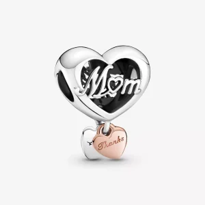 Pandora Thank You Mum Heart Charm - 789372C00 (afbeelding voor) Pandora Thank You Mum Heart Charm - 789372C00