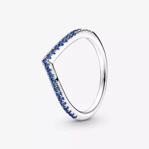 Pandora Timeless Sprankelend Blauwe Wishbone Ring - 196316C02 (afbeelding voor) Pandora Timeless Sprankelend Blauwe Wishbone Ring - 196316C02
