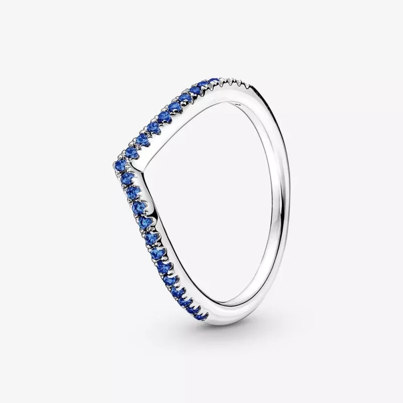 (afbeelding voor) Pandora Timeless Sprankelend Blauwe Wishbone Ring - 196316C02