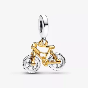 (afbeelding voor) Pandora Tweekleurige Fiets Hangende Bedel met Draaiende Wielen - 763354C01