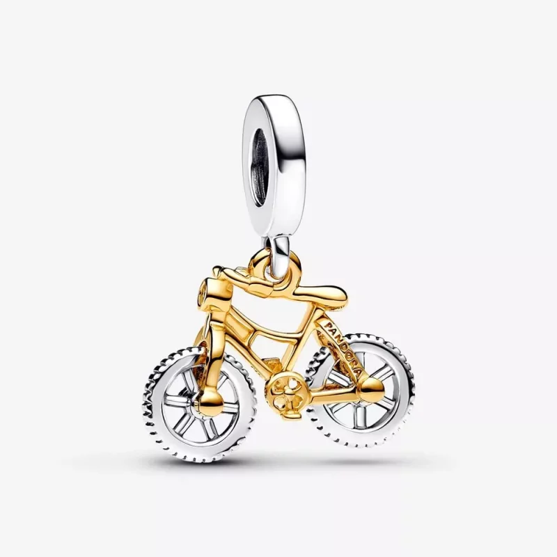 (afbeelding voor) Pandora Tweekleurige Fiets Hangende Bedel met Draaiende Wielen - 763354C01