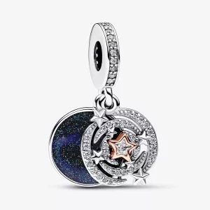 (afbeelding voor) Pandora Tweekleurige Vallende Ster Dubbele Hangende Bedel - 782975C01