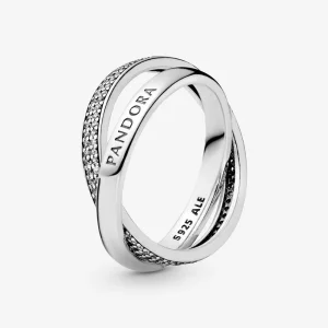 Verstrengelde Pandora Logo & Pavé Ring - 196547CZ (afbeelding voor) Verstrengelde Pandora Logo & Pavé Ring - 196547CZ
