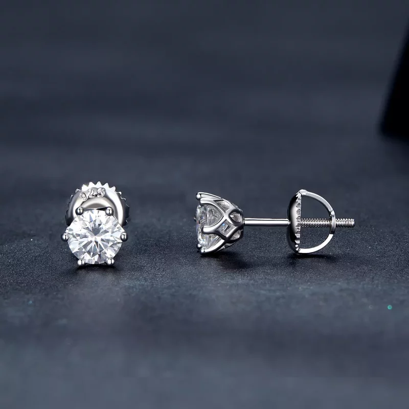 (afbeelding voor) Pandora Stijl 0.5 Karaat Vierklauw Moissanite Oorknopjes - MSE004-S - Bekijken 3