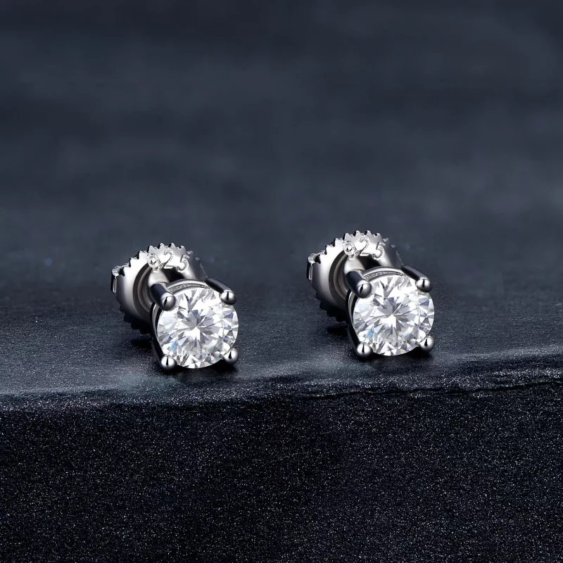 (afbeelding voor) Pandora-stijl 0,5 karaat vierklauw moissanite stekeroorbellen - MSE003-S - Bekijken 2