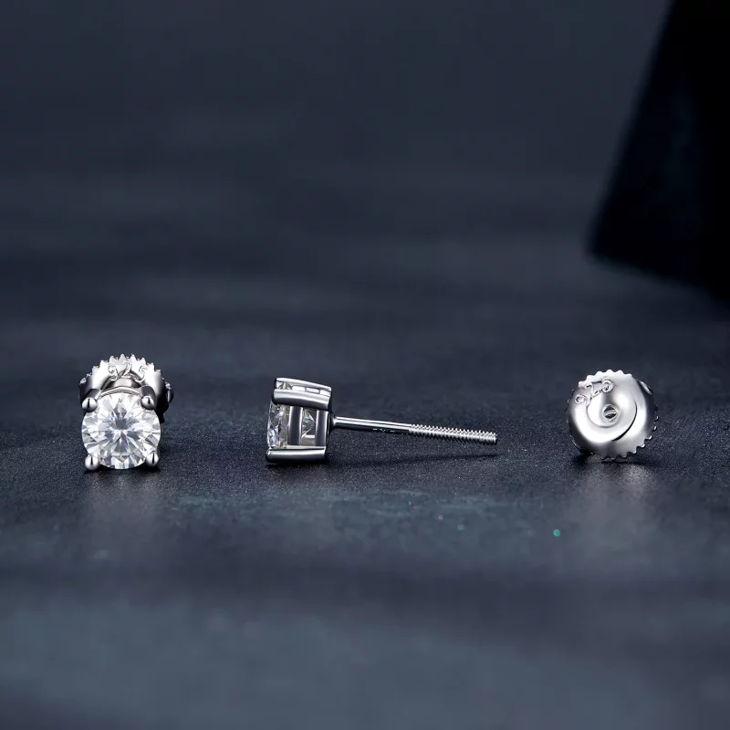 (afbeelding voor) Pandora-stijl 0,5 karaat vierklauw moissanite stekeroorbellen - MSE003-S - Bekijken 3