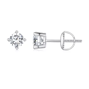 Pandora-stijl 0,5 karaat vierklauw moissanite stekeroorbellen - MSE003-S (afbeelding voor) Pandora-stijl 0,5 karaat vierklauw moissanite stekeroorbellen - MSE003-S
