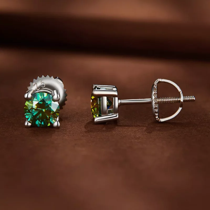 (afbeelding voor) Pandora-stijl 0,5 karaat vierklauws Moissanite-stekeroorbellen - MSE003-CFS - Bekijken 2