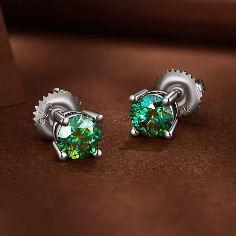 (afbeelding voor) Pandora-stijl 0,5 karaat vierklauws Moissanite-stekeroorbellen - MSE003-CFS - Bekijken 3