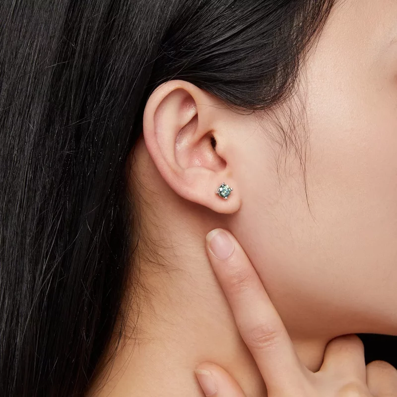 (afbeelding voor) Pandora-stijl 0,5 karaat vierklauws Moissanite-stekeroorbellen - MSE003-CFS - Bekijken 6