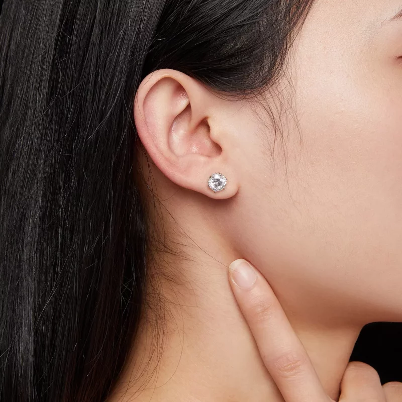 (afbeelding voor) Pandora-stijl 1 karaat Moissanite oorknopjes - MSE020-L - Bekijken 6
