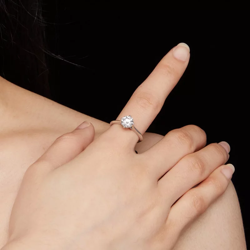 (afbeelding voor) Pandora Stijl 1 Karaat Moissanite Verlovingsring - MSR033 - Bekijken 5