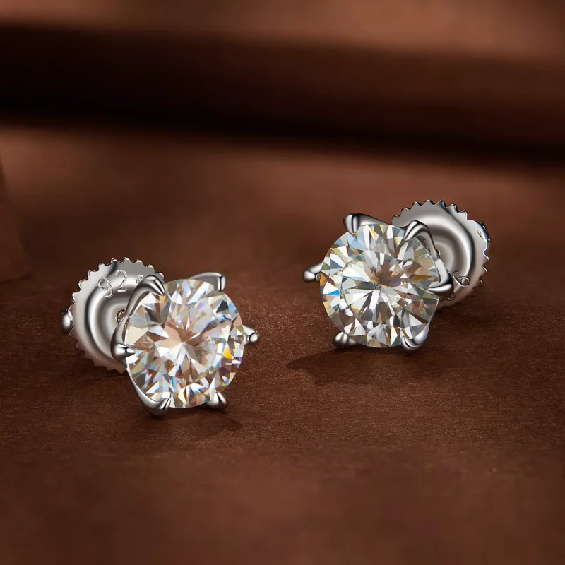 (afbeelding voor) Pandora-stijl 1-karaats Moissanite-stekeroorbellen - MSE021-S - Bekijken 3