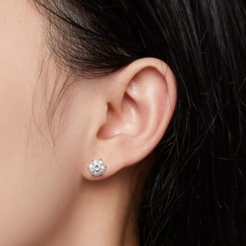 (afbeelding voor) Pandora-stijl 1-karaats Moissanite-stekeroorbellen - MSE021-S - Bekijken 4