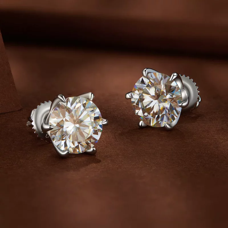 (afbeelding voor) Pandora-stijl 2-karaats Moissanite Stud Oorbellen - MSE021-L - Bekijken 3