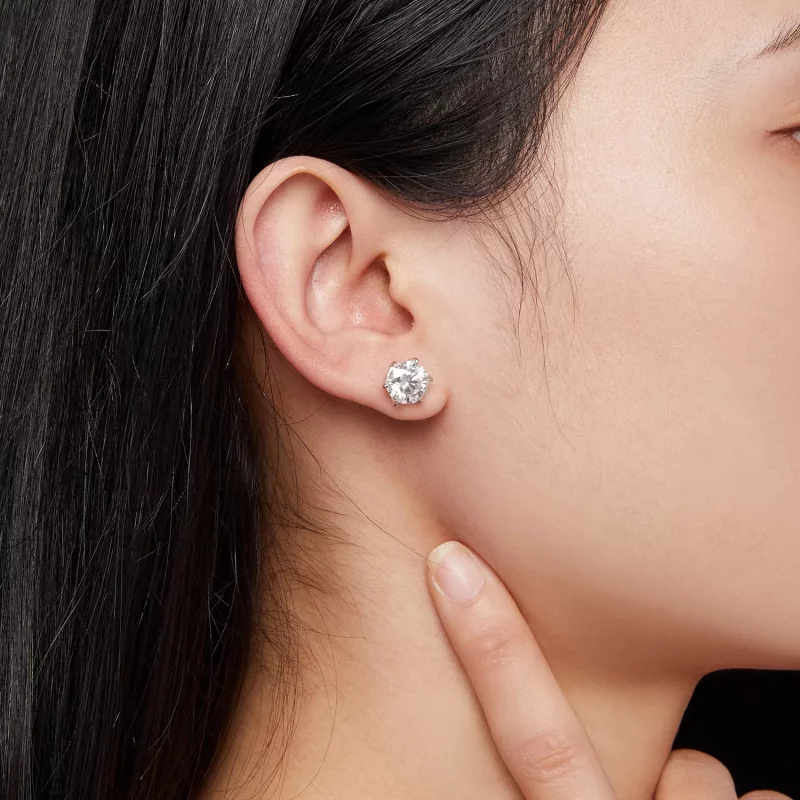 (afbeelding voor) Pandora-stijl 2-karaats Moissanite Stud Oorbellen - MSE021-L - Bekijken 6