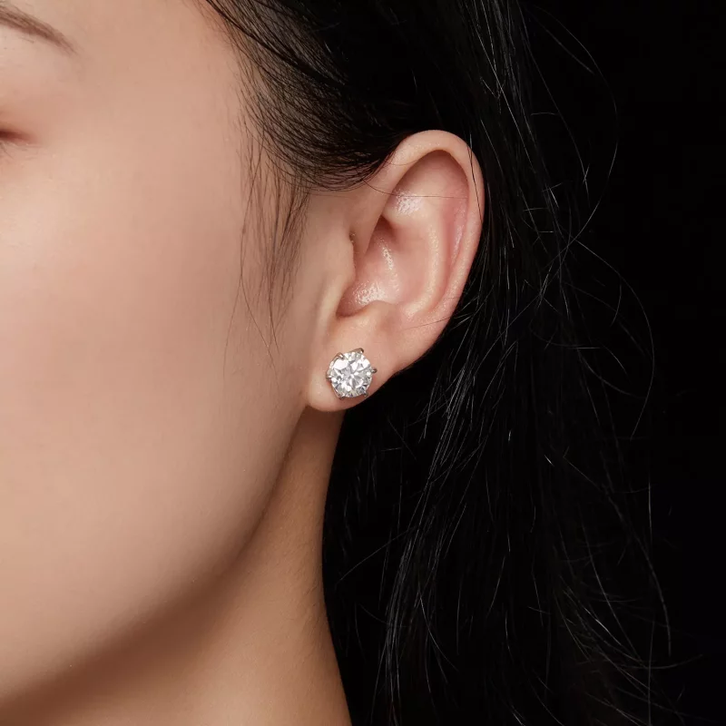 (afbeelding voor) Pandora-stijl 2-karaats Moissanite Stud Oorbellen - MSE021-L - Bekijken 7