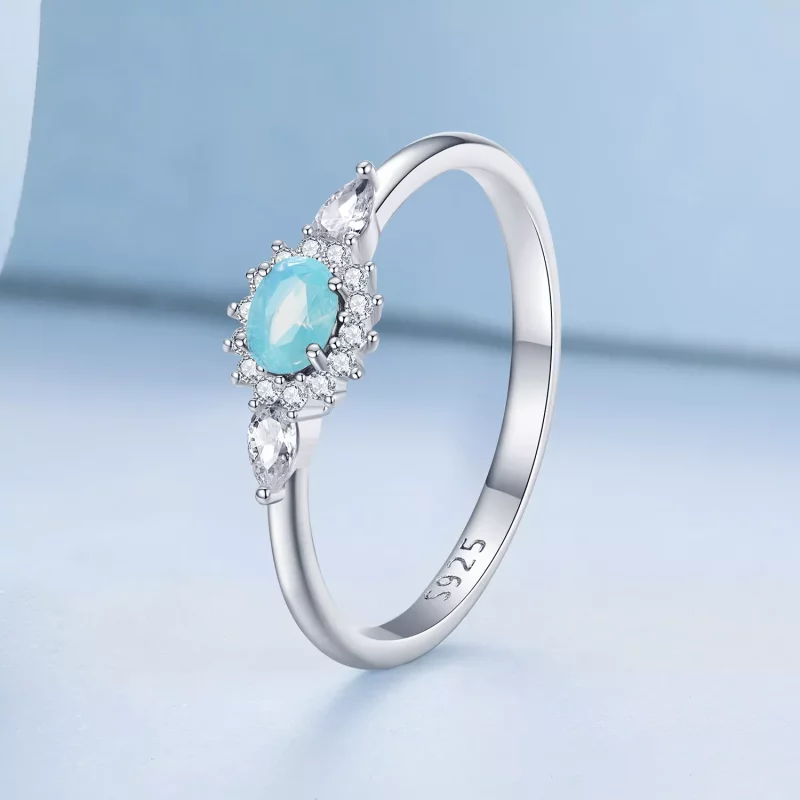 (afbeelding voor) Pandora-stijl Aquamarijn Ring - BSR436 - Bekijken 2