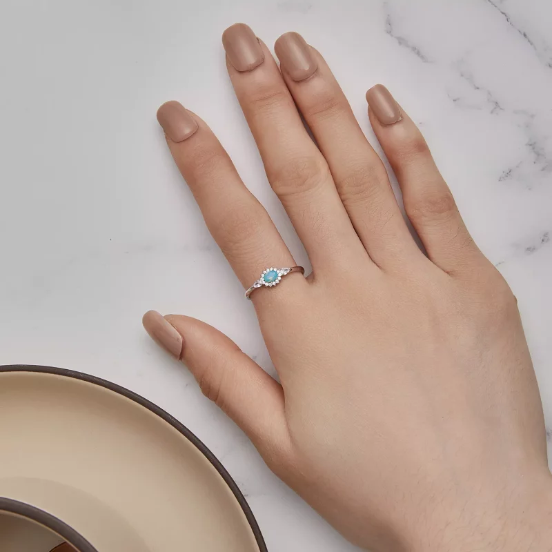 (afbeelding voor) Pandora-stijl Aquamarijn Ring - BSR436 - Bekijken 5